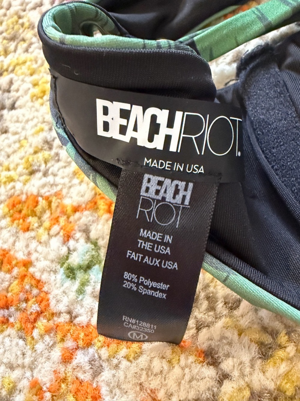 Beach Riot Camilla Black & Green Tropical Leaf bikini top - Picture 4 of 6